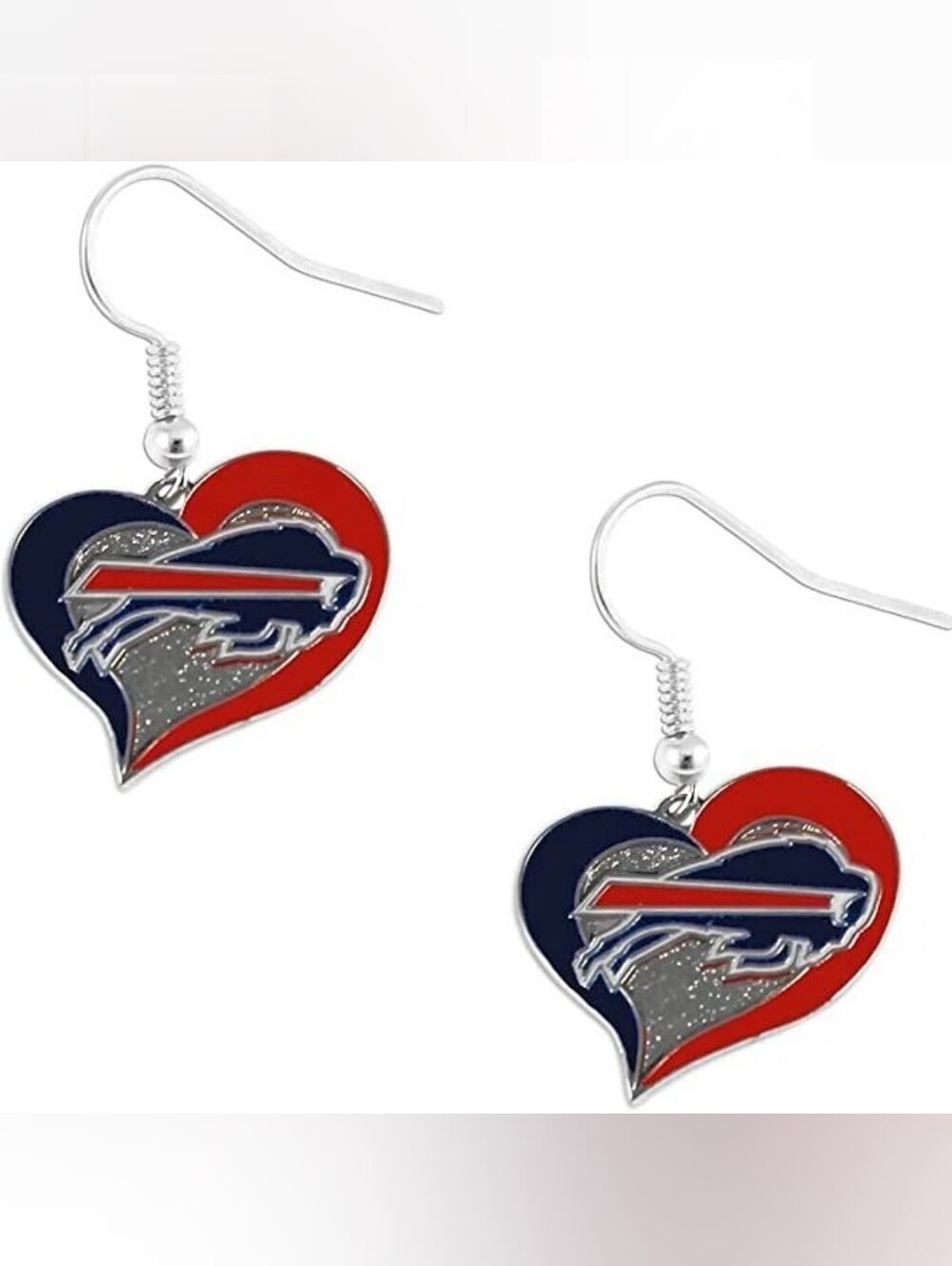 BUFFALO BILLS HEART SWIRL FOOTBALL EARRINGS